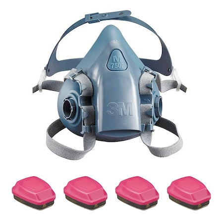 Half Mask Respirator Kit, Includes 4 Filters, Resealable Storage Bag, 7500 Sereis, Bayonet, Size L