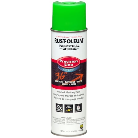 Precision Line Marking Paint, 20 oz, Fluorescent Green, Water -Based