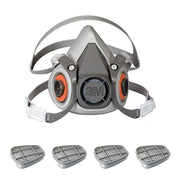 Low Maintenance Half Mask Respirator Kit:  Includes 4 Chemical Cartridges, Acid Gas, White, M
