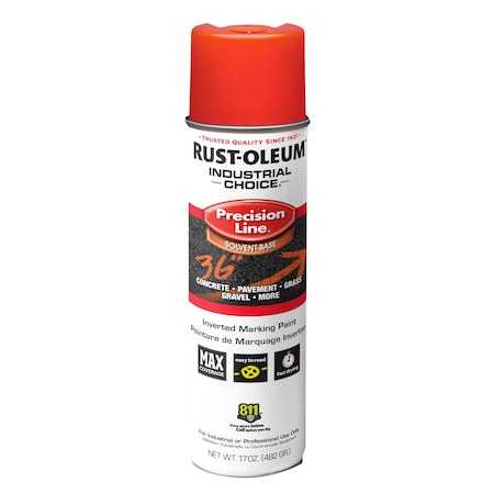 Precision Line Marking Paint, Inverted, Fluorescent Red, 20 oz