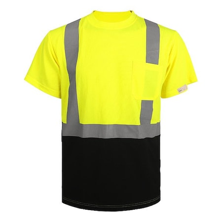 Hi-Vis T-Shirt, 2, R, Polyester, Yellow, 4XL