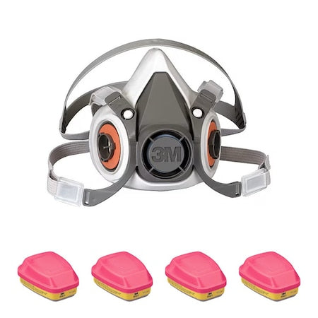 Respirator and Filter Combo Kit, 6000, Acid Gas (AG), Organic Vapor (OV), P100, Bayonet, Size, S