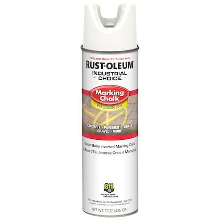 Inverted Marking Chalk Aerosol, 20 oz, White, Water -Based