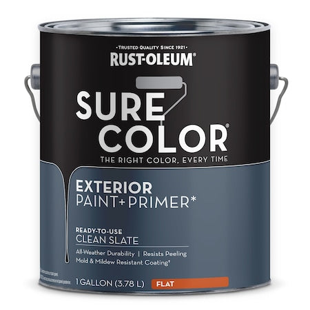 Exterior Paint and Primer, Flat, Water Base, Clean Slate