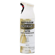 Spray Paint, White, Satin, Solvent, 12 oz