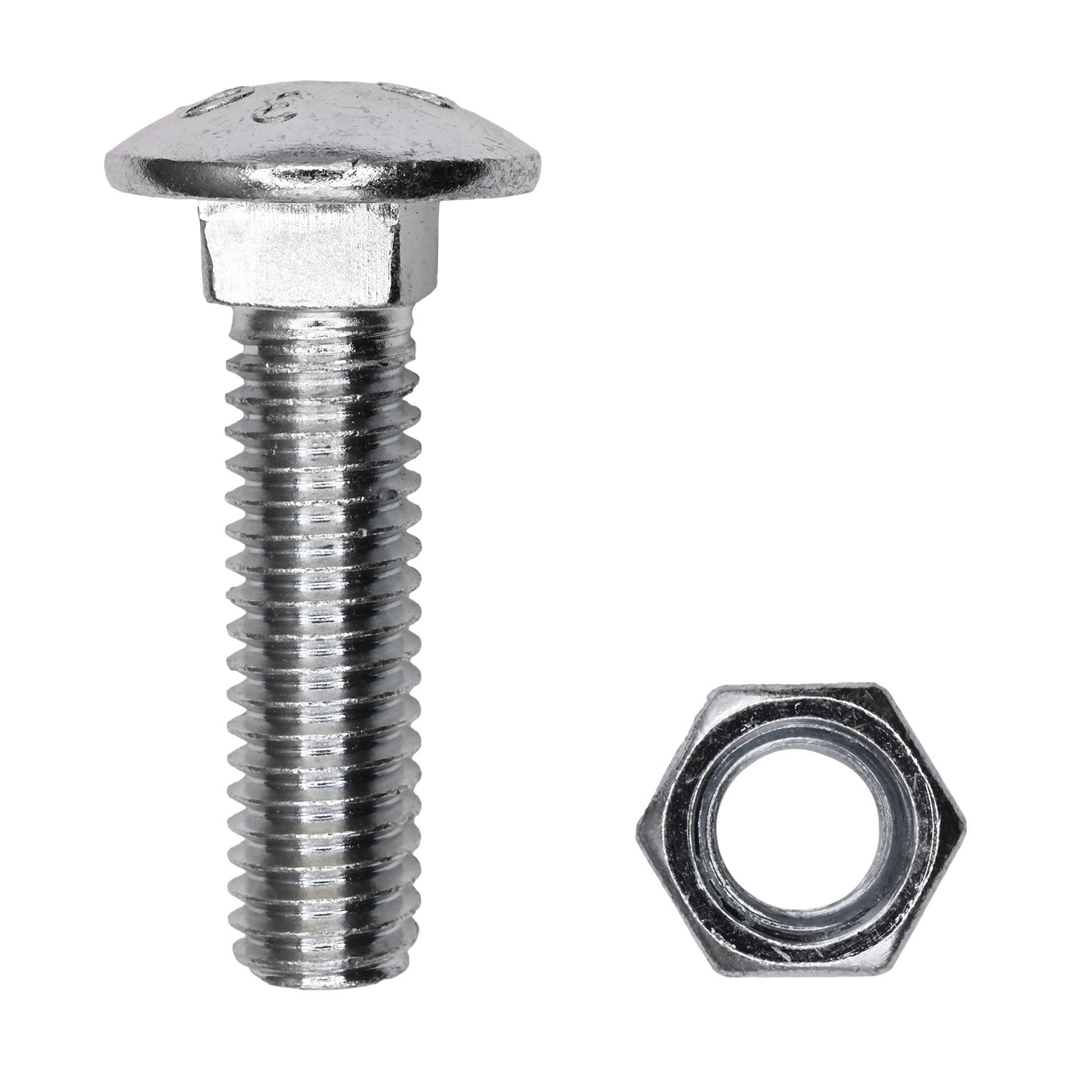 3/8" x 3" Carriage Bolt Zinc with Hex Nuts