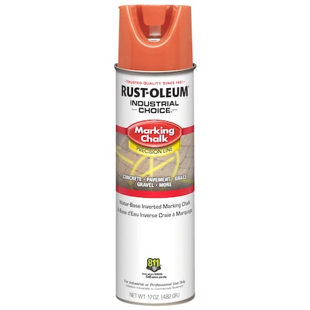 Inverted Marking Chalk Aerosol, 20 oz, APWA Orange, Water -Based