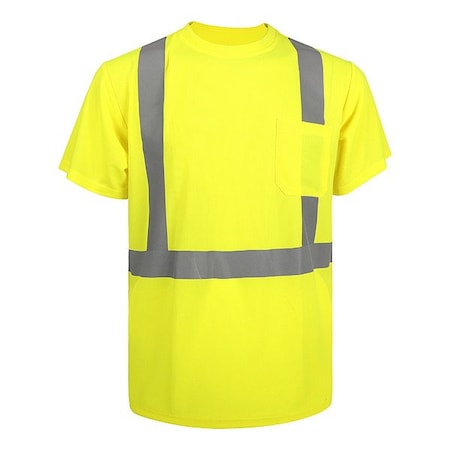 Hi-Vis T-Shirt, 2, R, Polyester, Yellow, L