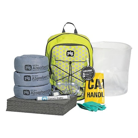 Spill Kit, 4 gal Volume Absorbed per Kit, 5 gal Capacity, Bag