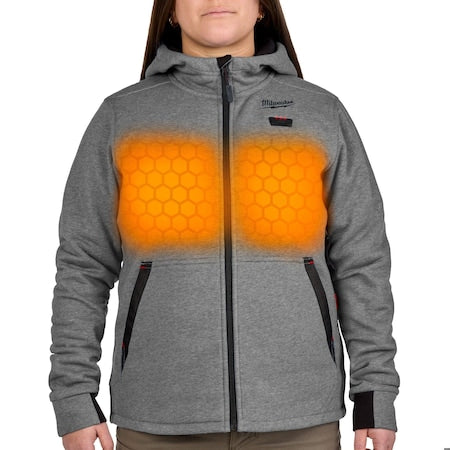 Women's Heated Hoodie, Up to 8 hours Time, Zipper Closure, Gray, Size L