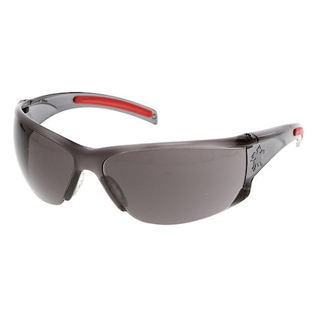 Hulk HK1, Safety Glasses, Anti-Fog, Gray Lens, Smoke/Red Frame, Frameless, 1 PR