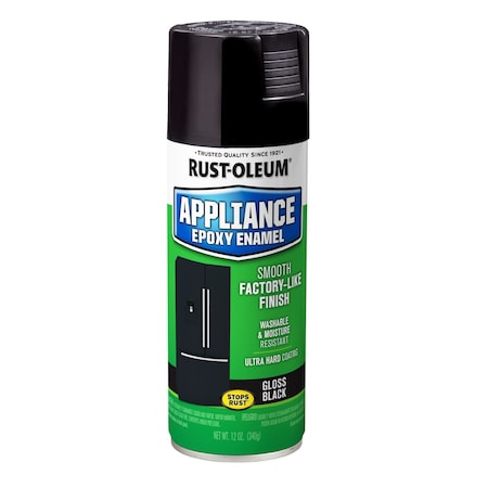 Spray Paint, Black, Gloss, Solvent, 12 oz
