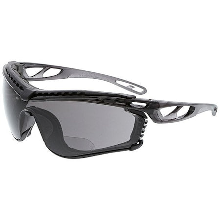 Checklite(R) CL5 Reader Safety Glasses, Gray Wraparound Frame, 2.5 Diopter, Gray Lens, Universal