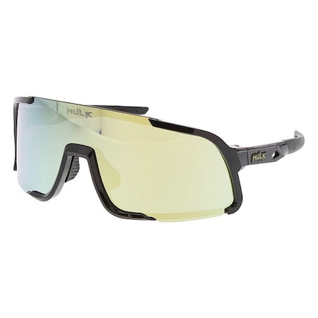 Hulk HK4, Safety Glasses, MAX3 Polarized, Gold Mirror Lens, Black Frame, Full-Frame, Polarized