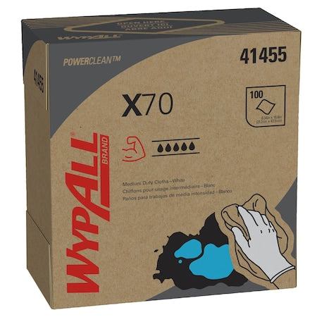 WypAll X70 Extended Use Reusable Cloths (41455), POP-UP Box, White, 100 sheets/Pck