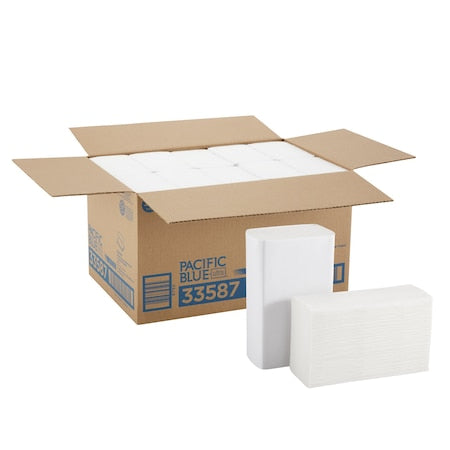 Pacific Blue Ultra Multifold Paper Towels, 1 Ply, 220 Sheets, White, 10 PK
