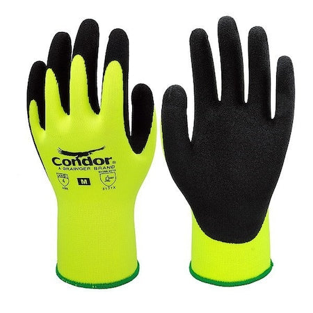 Coated General Purpose Gloves, Latex, Foam, Palm, 4 Abrasion Level, 1 PR