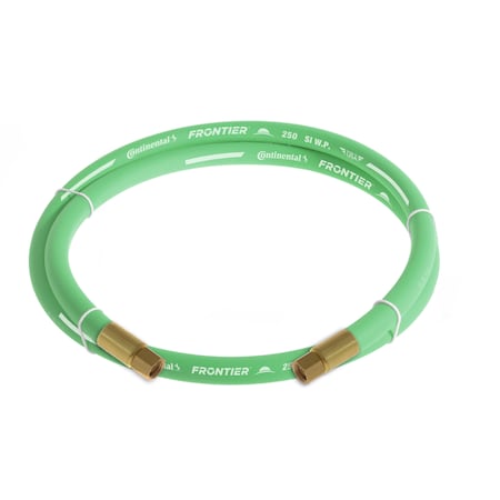 3/8" x 10' Green EPDM Rubber Air Hose, 300 PSI, 1/4" FNPSM x FNPSM