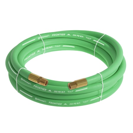 1/2" x 25' Green EPDM Rubber Air Hose, 300 PSI, 1/2" MNPT x FNPSM