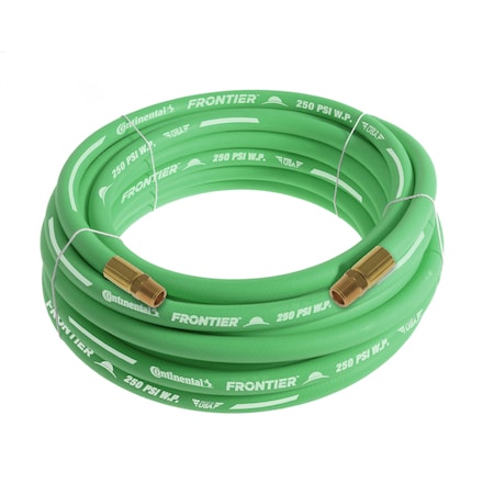 1/2" x 50' Green EPDM Rubber Air Hose, 300 PSI, 1/2" MNPT x MNPT