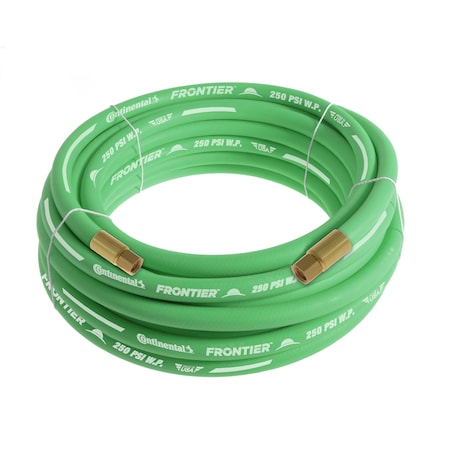 1/2" x 100' Green EPDM Rubber Air Hose, 300 PSI, 1/2" FNPSM x FNPSM