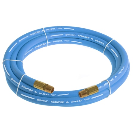 3/8" x 25' Blue EPDM Rubber Air Hose, 300 PSI, 1/4" MNPT x MNPT