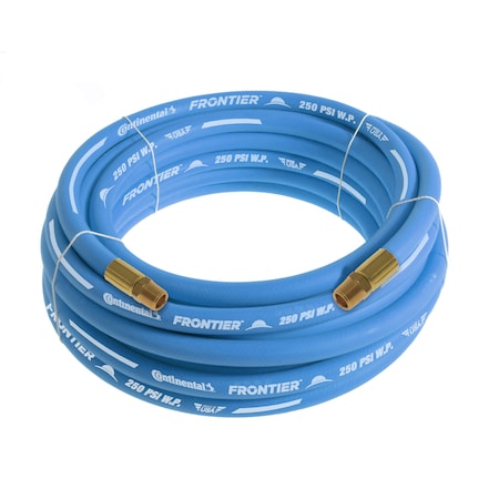 1/2" x 75' Blue EPDM Rubber Air Hose, 300 PSI, 1/2" MNPT x MNPT