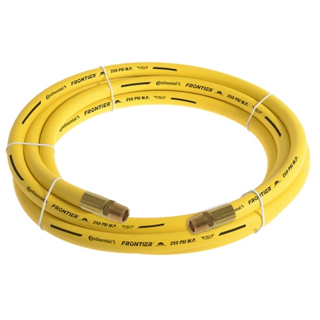 3/8" x 25' Yellow EPDM Rubber Air Hose, 300 PSI, 1/4" MNPT x MNPT