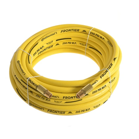 3/8" x 75' Yellow EPDM Rubber Air Hose, 300 PSI, 1/4" MNPT x MNPT