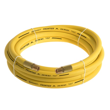 1/2" x 25' Yellow EPDM Rubber Air Hose, 300 PSI, 1/2" MNPT x MNPT