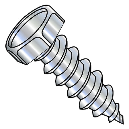 Sheet Metal Screw, #14-10 x 2-1/2 in, Zinc Plated Steel Flange Hex Head External Hex Drive, 800 PK