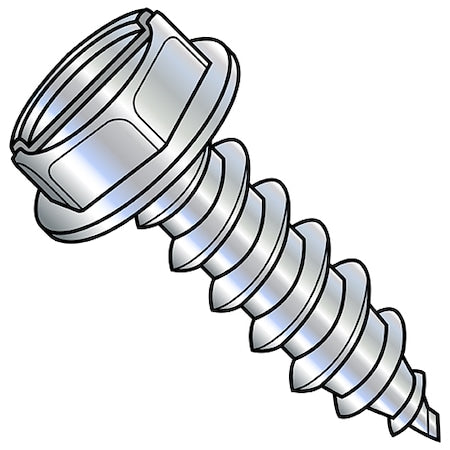 Sheet Metal Screw, 5/16"-9 x 3 in, Zinc Plated Steel Flange Hex Head Slotted Drive, 200 PK