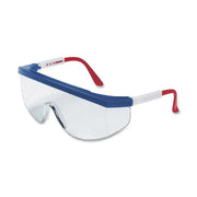 Glasses, Clear Lens, Blue/White/Red Frame
