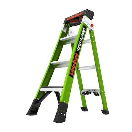 Fiberglass Industrial Combination Ladder, 45 in, Fiberglass, 375 lb Load Capacity