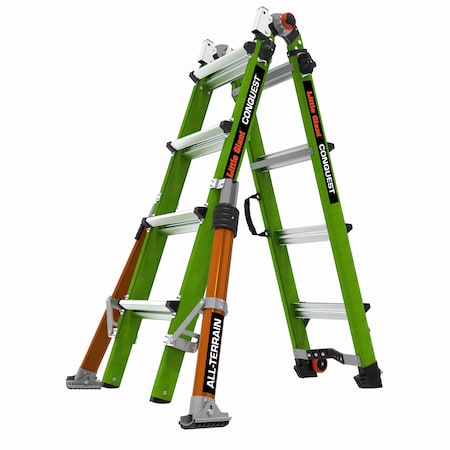 All-Terrain Fiberglass Articulated Ladder, 139 in, Fiberglass, 300 lb Load Capacity
