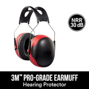 Pro-Grade Over-the-Head Ear Muffs, 30 dB NRR, Red