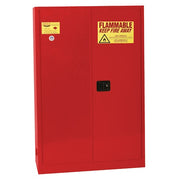 Hazardous Material Storage Cabinet, 45 gal, 2 Shelves, Steel, 43 in W x 65 in H x 18 in D, Red