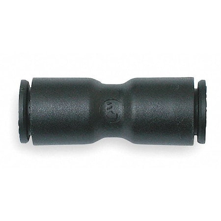 Union For 1/4 in x 1/4in Tube OD, Nylon, Push-to-Connect x Push-to-Connect, Black, 10 PK