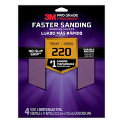Sandpaper Sheet,220 Grit,9"W,PK4