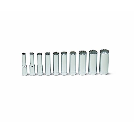 Set 1/4" Drive 10 Piece Set - 12 Point D