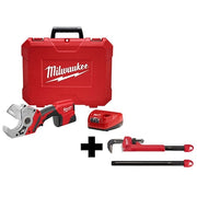 M12 Plastic Pipe Shear Kit + CHEATER Steel Adaptable Pipe Wrench