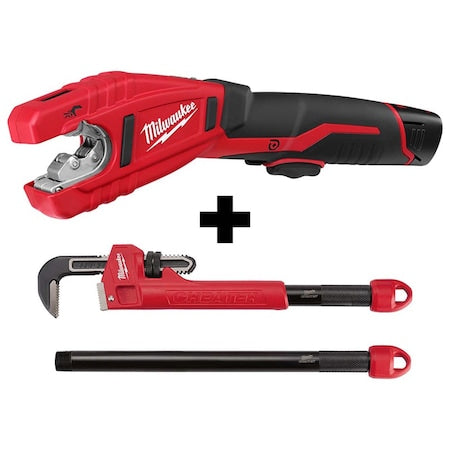 M12 Copper Tubing Cutter Kit + CHEATER Steel Adaptable Pipe Wrench