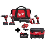 M18 2-Gallon Wet/Dry Vacuum + M18 Cordless 4-Tool Combo Kit + M18 XC5.0 Battery
