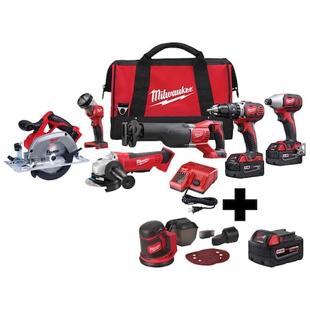 M18 Cordless 6-Tool Combo Kit + M18 Random Orbit Sander + M18 XC5.0 Battery