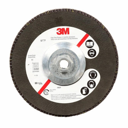 Flap Disc 577F, T29 Giant 4-1/2inx5/8-11 80 YF-weight, 10/pk