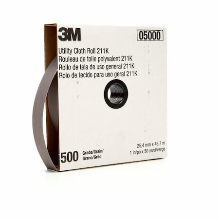 Sanding Belt, 1 in W, 150 ft L, Closed Coat, Aluminum Oxide, 500 Grit, Gray