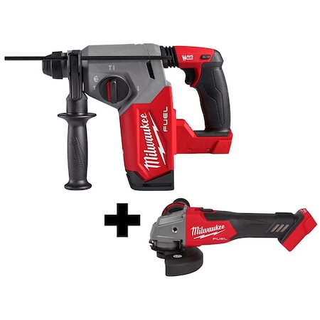 M18 FUEL 1" SDS Plus Rotary Hammer + M18 FUEL 4-1/2" / 5" Braking Grinder Slide Switch, Lock-On