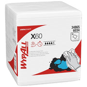 WypAll GeneralClean X60 Multi-Task Cleaning Cloths 34865, Quarterfold,Strong & Absorbent, White,PK12