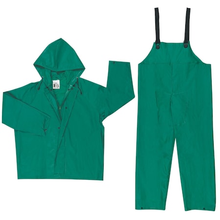 Rainsuit, 3-Piece, Green, PVC/Poliester, 3XL