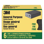 Sanding Sponge,Fine,3 3/4"L,2 5/8"W,PK6